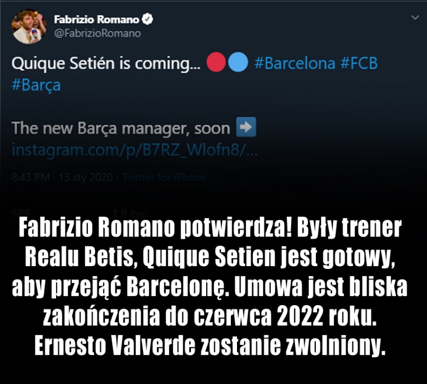 Fabrizio Romano potwierdza! BARCELONA WYBRAŁA NOWEGO TRENERA!